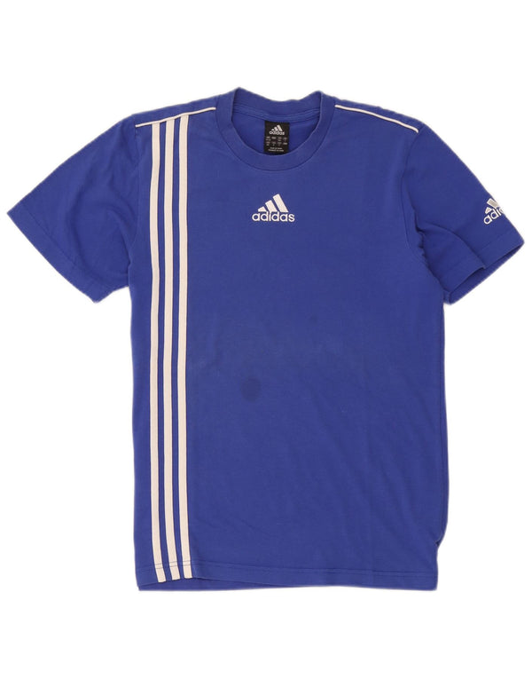 Adidas Mens T-Shirt Top UK 34/36 Small Blue Colourblock Cotton