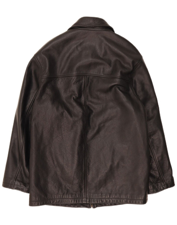 Chevignon Mens Leather Jacket UK 36 Small Black Leather