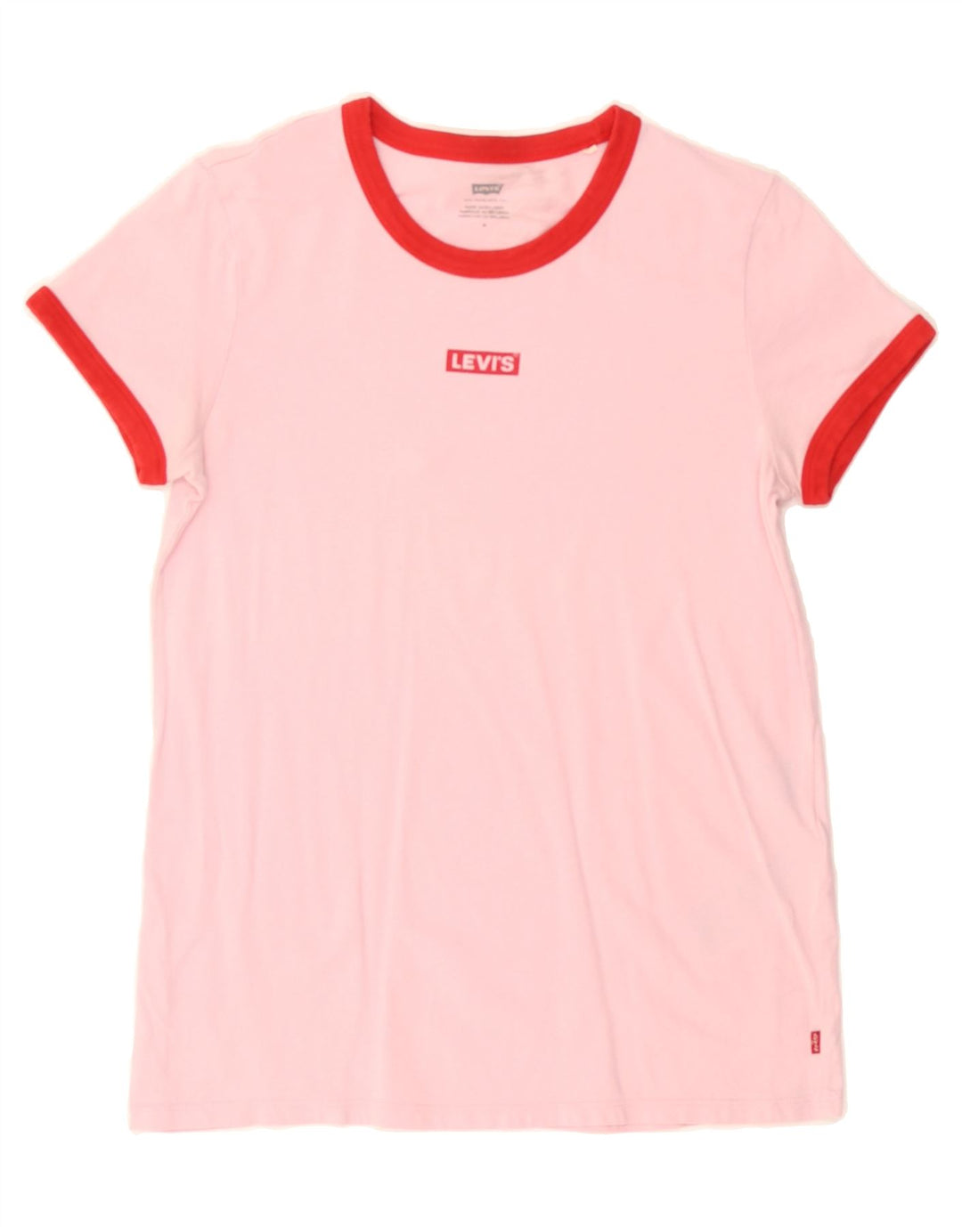 LEVI'S Womens Graphic T-Shirt Top UK 12 Medium Pink Cotton Vintage Levi's and Second-Hand Levi's from Messina Hembry 