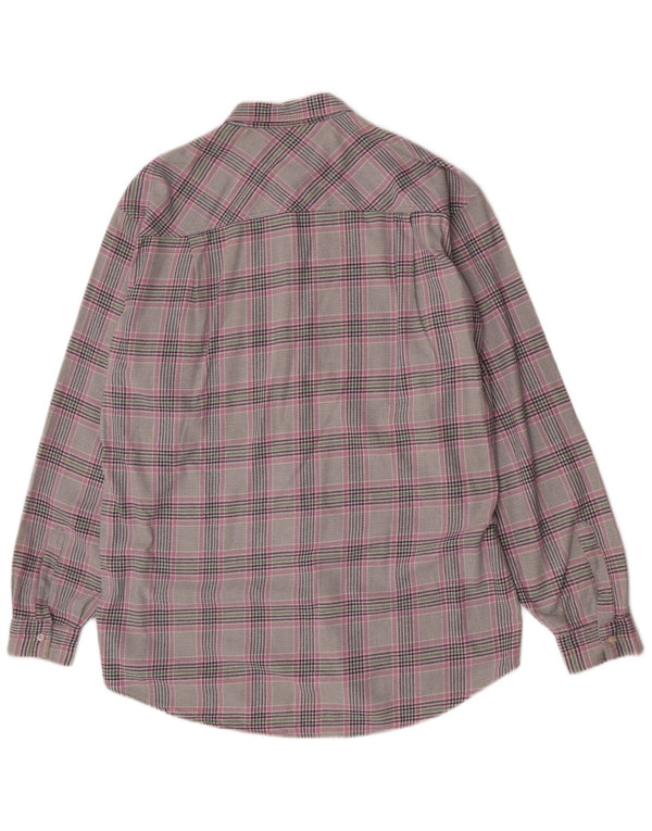 Carrera Mens Regular Fit Flannel Shirt XL Grey Plaid Cotton