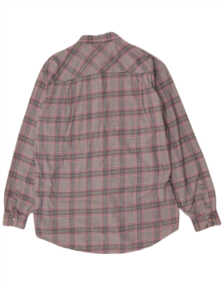 Carrera Mens Regular Fit Flannel Shirt XL Grey Plaid Cotton