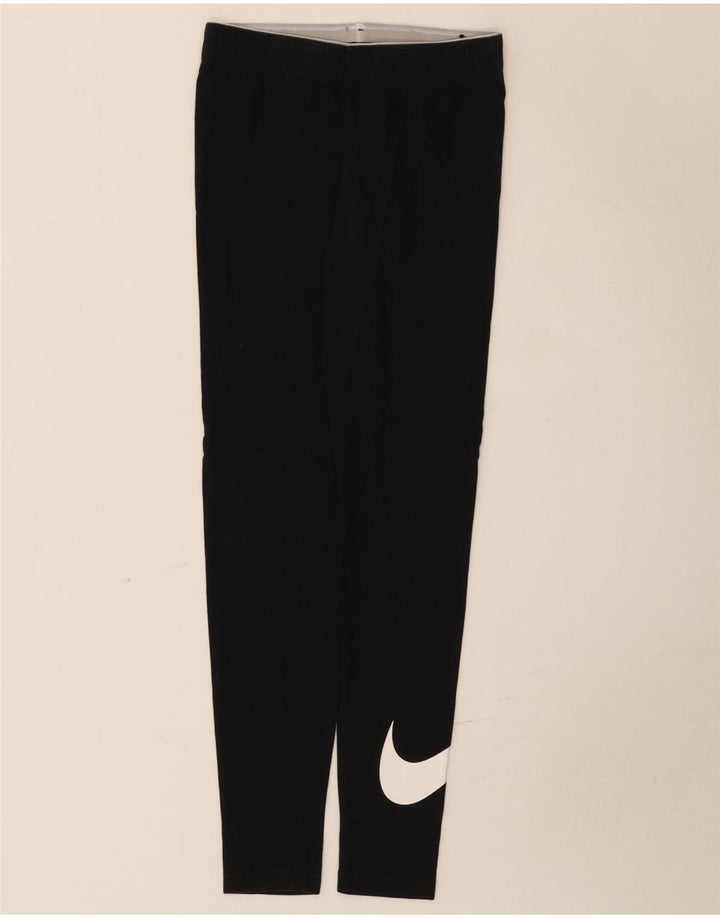 Nike Womens Graphic Leggings UK 8 Small Black Cotton