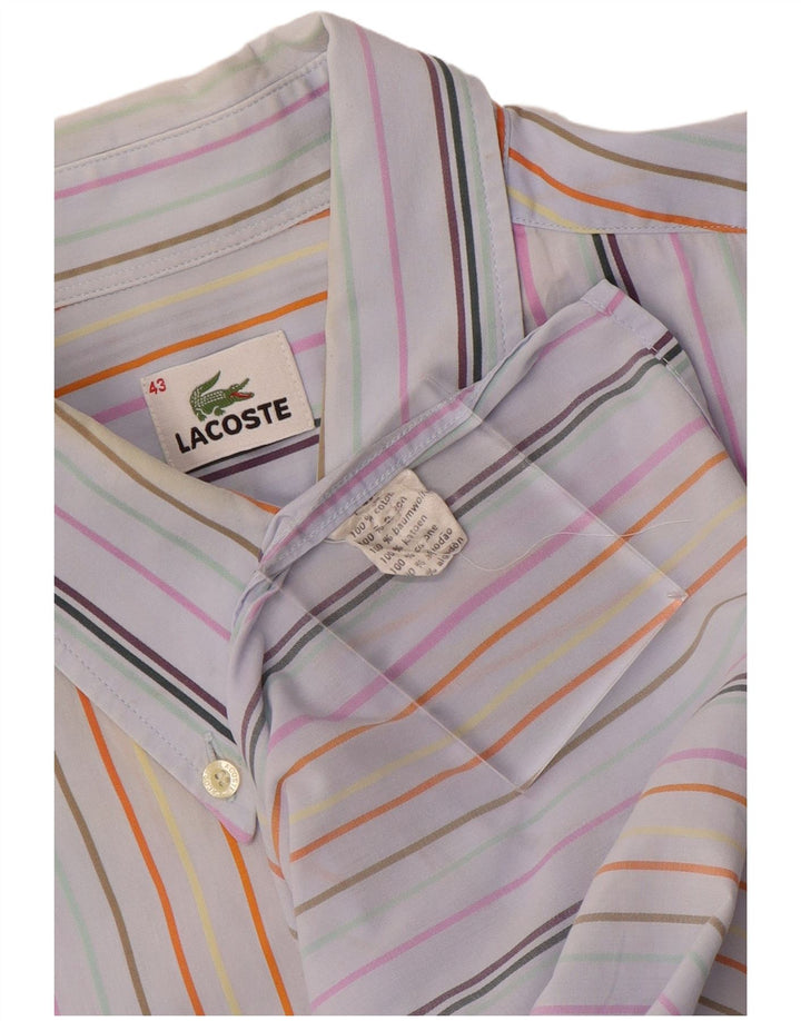 LACOSTE Mens Short Sleeve Shirt Size 43 Large Multicoloured Striped Cotton