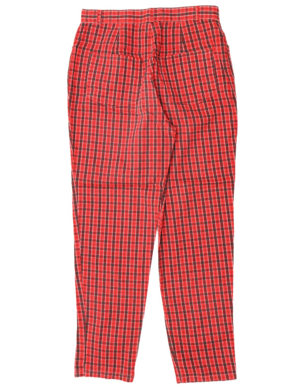 Basics Womens High Waist Casual Trousers UK 16 Large W30 L30 Red Check