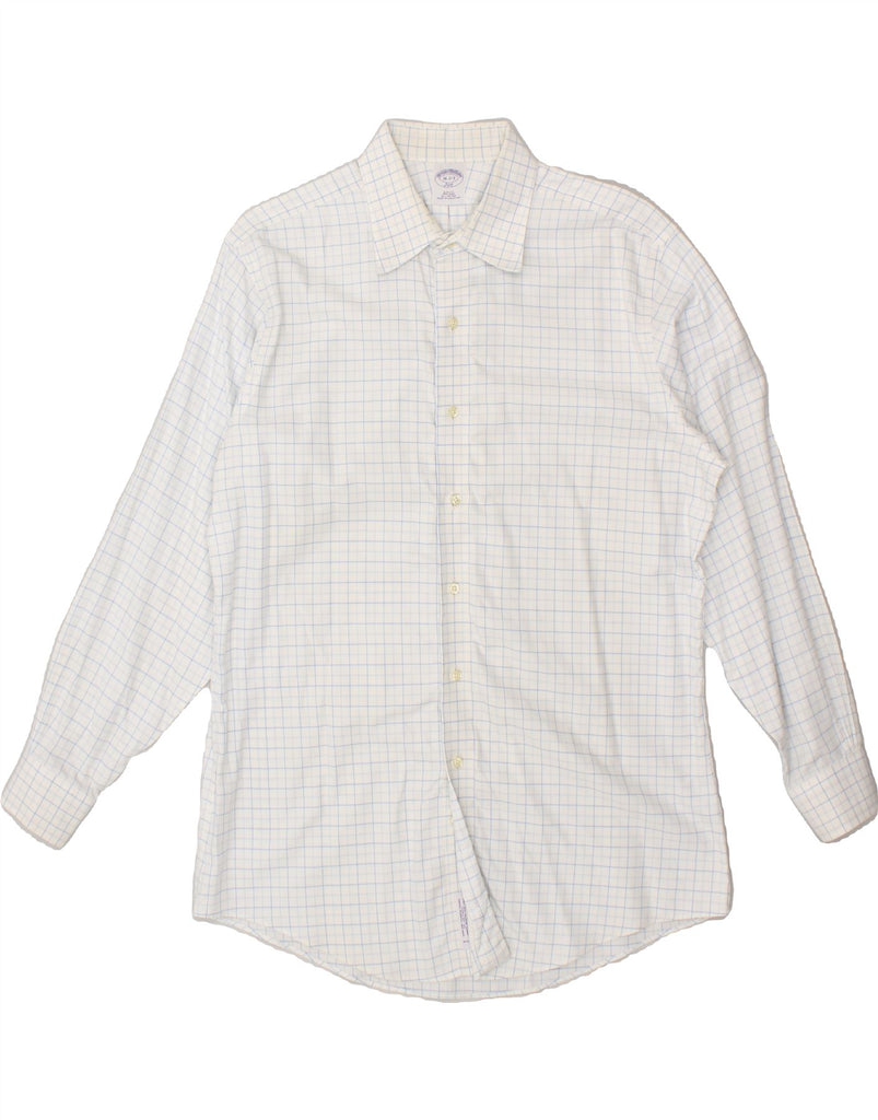 BROOKS BROTHERS Mens Slim Fit Shirt Size 16 2/3 Large White Check Cotton | Vintage Brooks Brothers | Thrift | Second-Hand Brooks Brothers | Used Clothing | Messina Hembry 