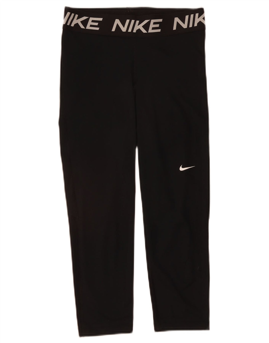 NIKE Womens Graphic Capri Leggings UK 12 Medium Black Polyester