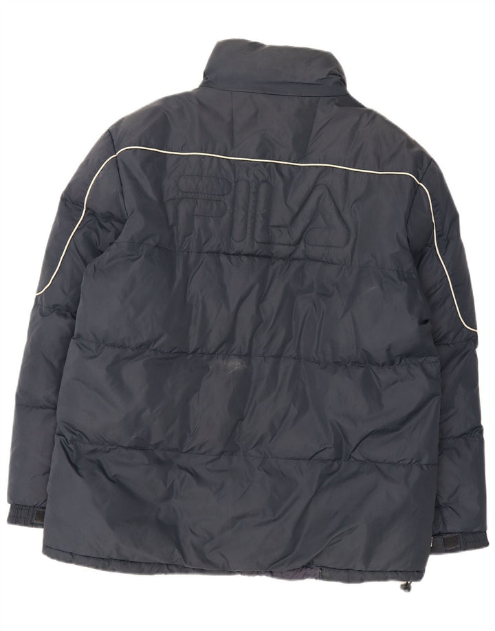 Fila Mens Graphic Padded Jacket UK 38 Medium Navy Blue Nylon