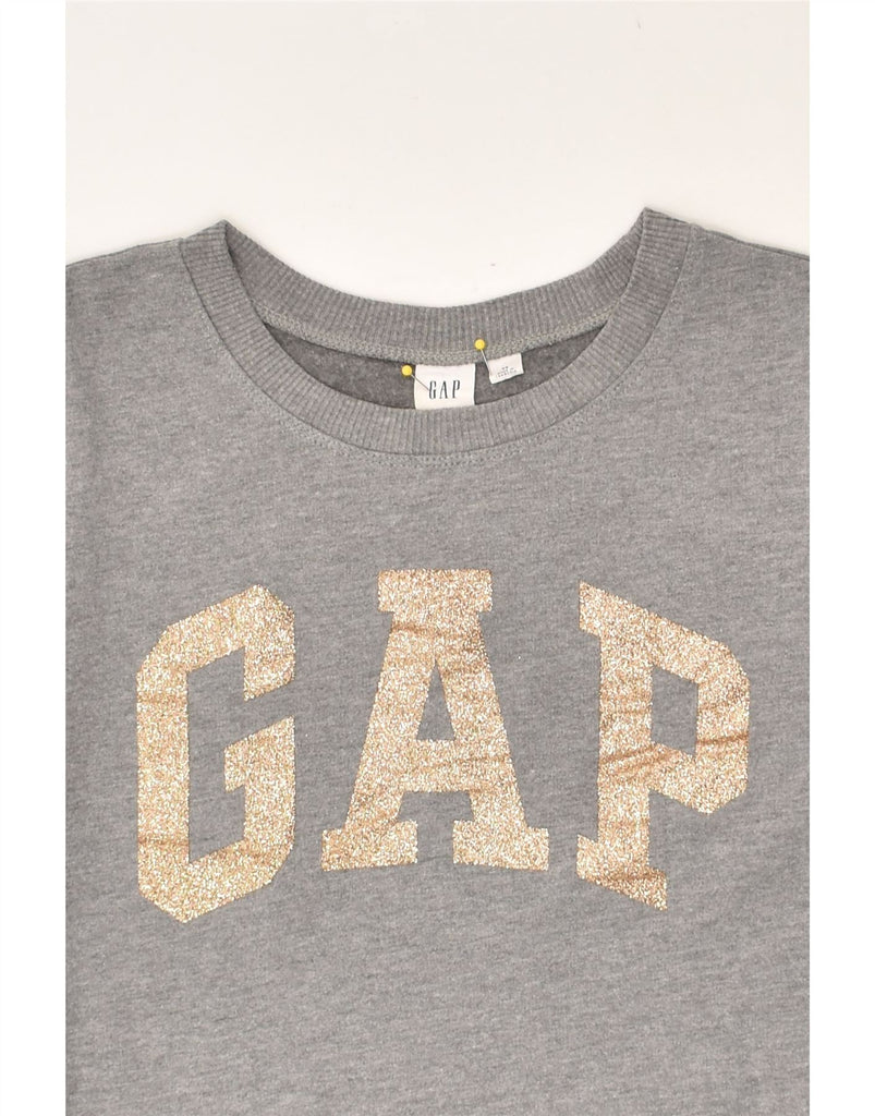 GAP Womens Graphic Sweatshirt Jumper UK 4 XS Grey Cotton | Vintage Gap | Thrift | Second-Hand Gap | Used Clothing | Messina Hembry 