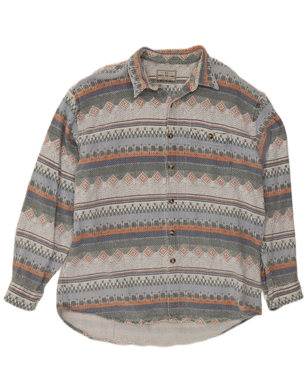 Vintage Mens Flannel Shirt 2XL Multicoloured Geometric Cotton