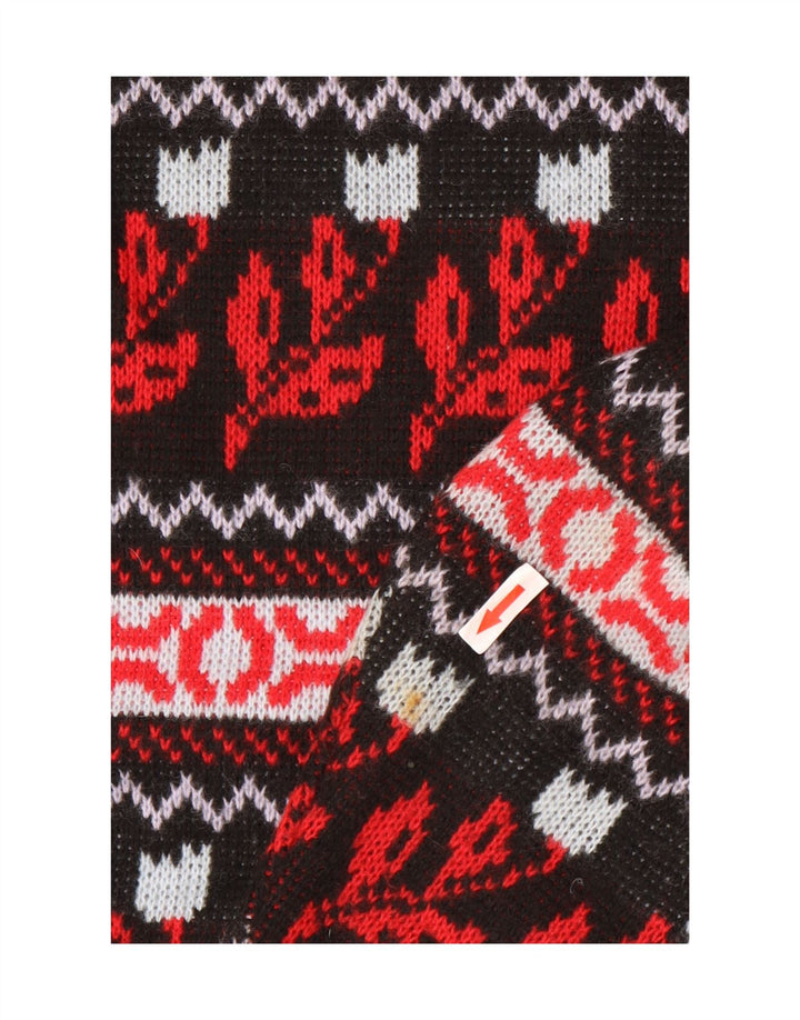 Vintage Mens Crew Neck Jumper Sweater Medium Multicoloured Floral Acrylic