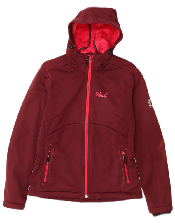 Jack Wolfskin Womens Hooded Windbreaker Jacket UK 10 Small Burgundy