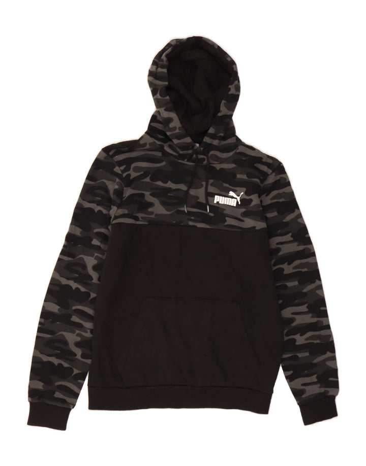 PUMA Mens Hoodie Jumper Small Black Camouflage Cotton Vintage Puma and Second-Hand Puma from Messina Hembry 