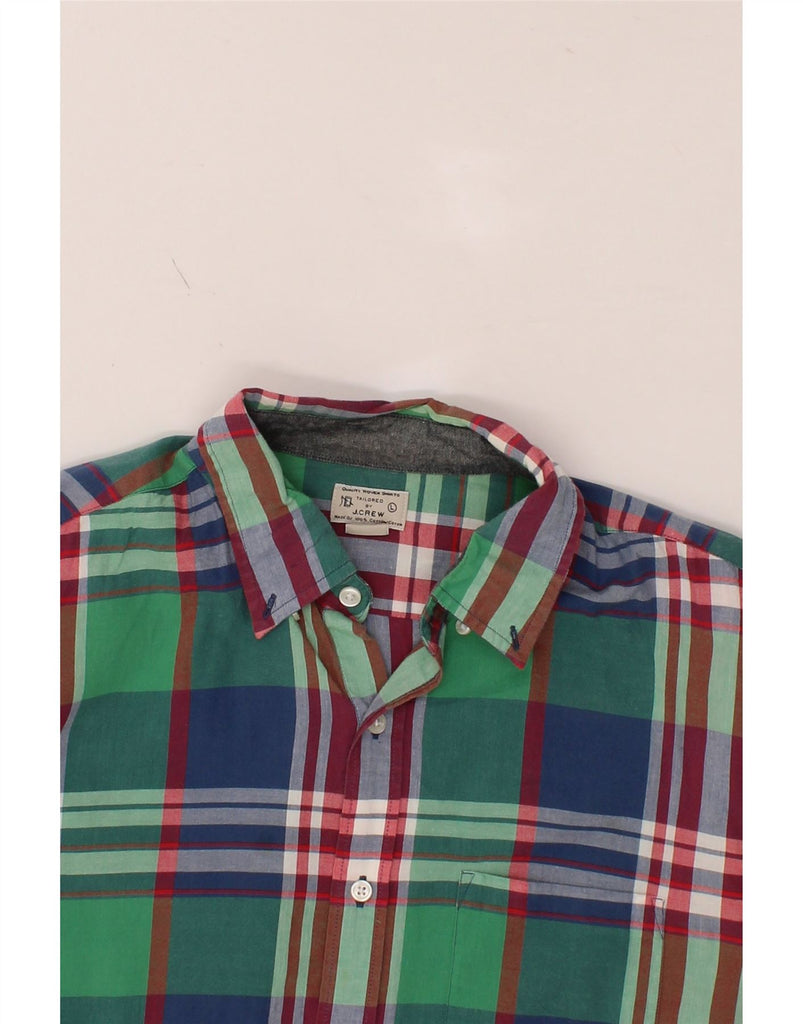 J. CREW Mens Tailored Shirt Large Green Check Cotton Vintage J. Crew and Second-Hand J. Crew from Messina Hembry 