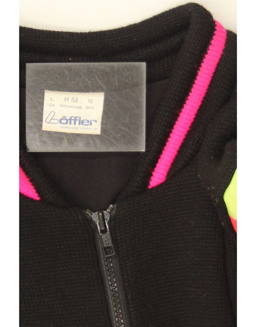 Loffler Mens Ski Jumper Sweater Large Black Colourblock Wool