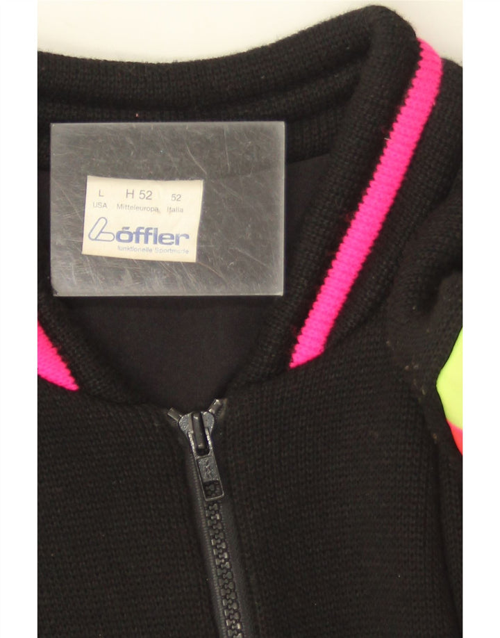 Loffler Mens Ski Jumper Sweater Large Black Colourblock Wool