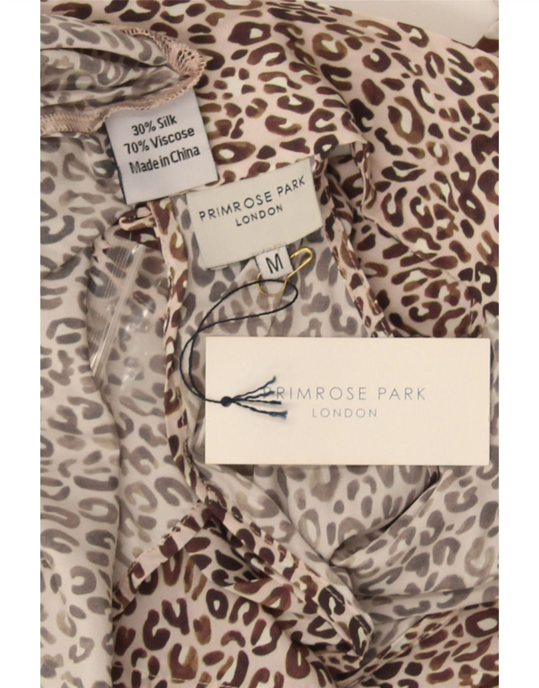 Primrose Womens Front Tie Halter Top UK 12 Medium Brown Animal Print Silk