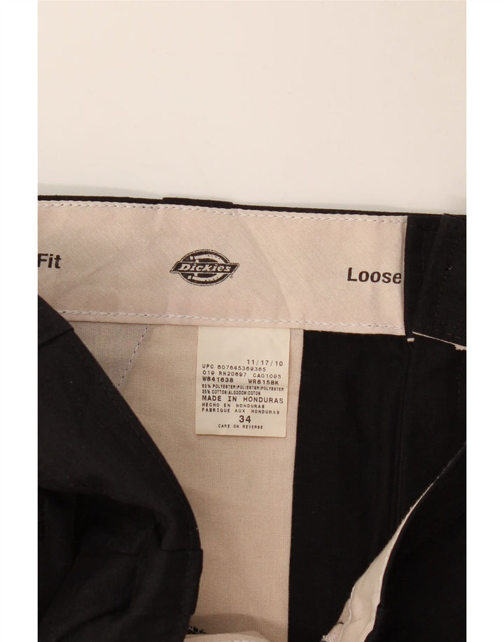 DICKIES Mens Loose Fit Cargo Shorts W34 Large Black Polyester