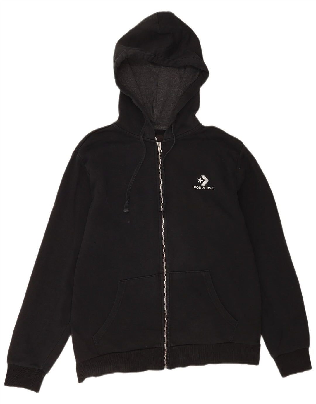 Converse Mens Zip Hoodie Sweater Medium Black Cotton