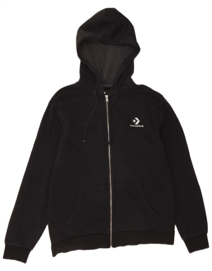 Converse Mens Zip Hoodie Sweater Medium Black Cotton