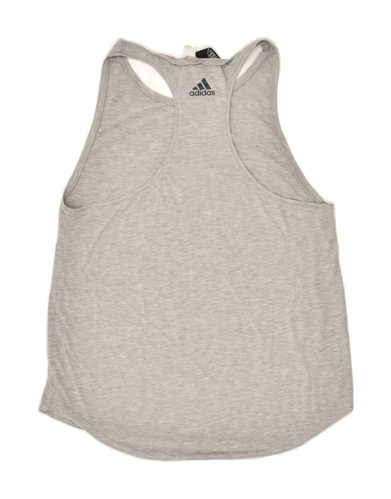 ADIDAS Womens Graphic Vest Top UK 12 Medium Grey Cotton | Vintage Adidas | Thrift | Second-Hand Adidas | Used Clothing | Messina Hembry 