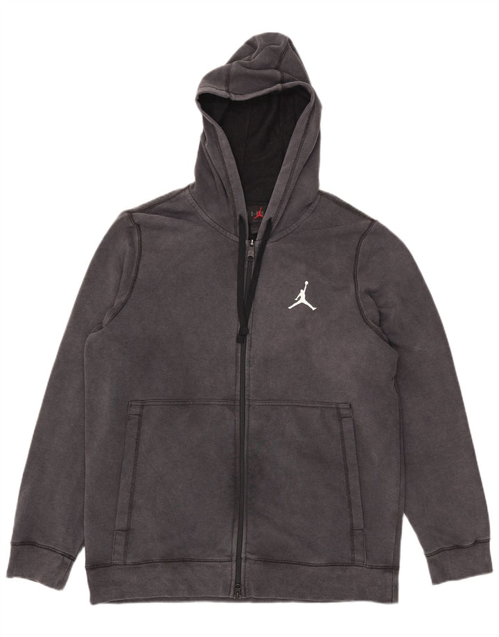 Jordan Mens Zip Hoodie Sweater Large Grey Cotton