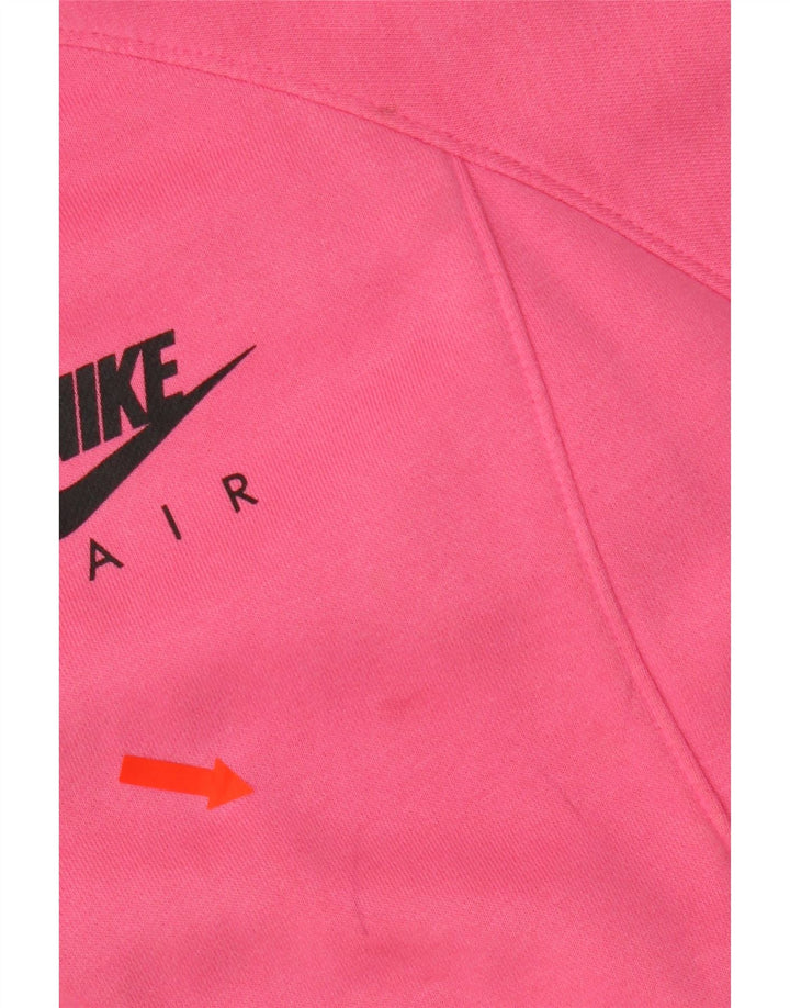 NIKE Womens Crop Oversized Zip Hoodie Sweater UK 14 Medium Pink Cotton Vintage Nike and Second-Hand Nike from Messina Hembry 