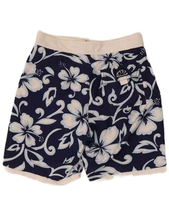 Sundek Mens Swimming Shorts W32 Navy Blue Floral Polyester