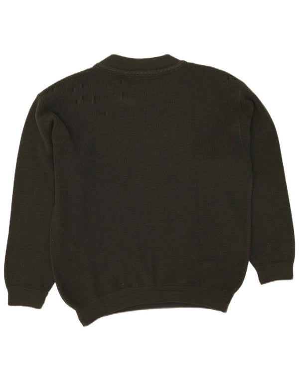 VINTAGE Mens Crew Neck Jumper Sweater Large Khaki Wool
