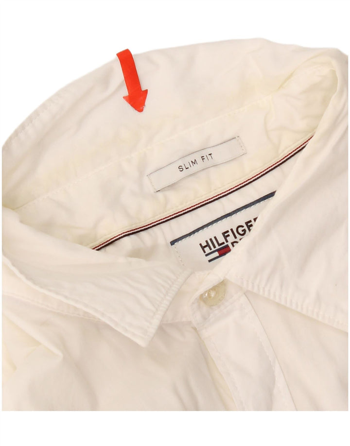 Tommy Hilfiger Mens Short Sleeve Slim Fit Shirt Medium White Cotton