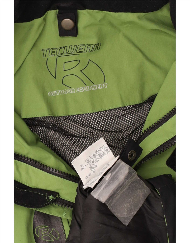 Vintage Mens Hooded Rain Jacket UK 38/40 Medium Green Colourblock Polyamide