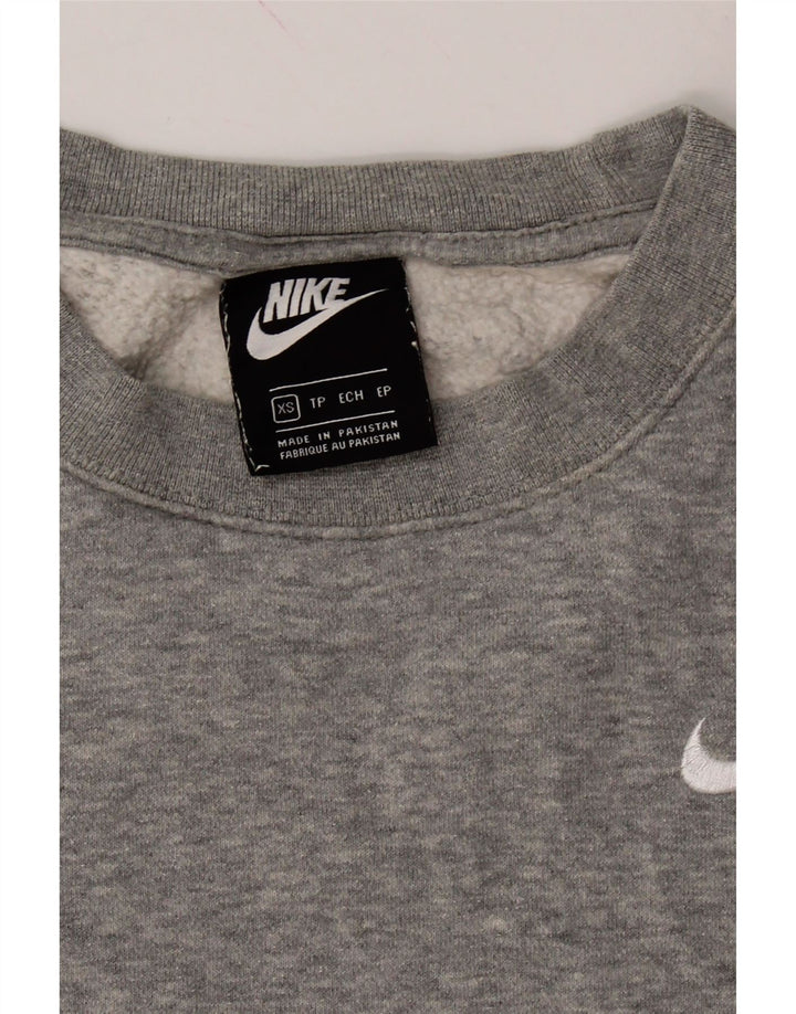 NIKE Womens Oversized Crop Sweatshirt Jumper UK 6 XS Grey Cotton Vintage Nike and Second-Hand Nike from Messina Hembry 