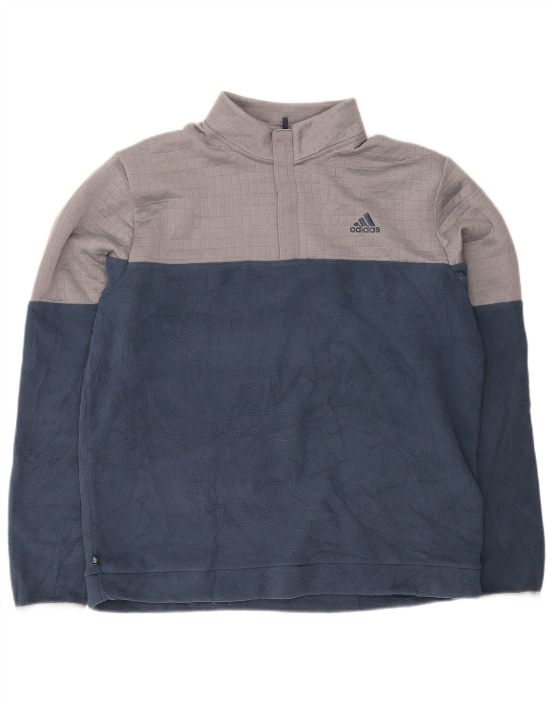 Adidas Mens Zip Neck Fleece Jumper Large Navy Blue Polyester