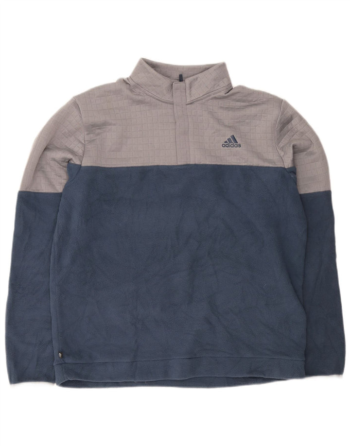 Adidas Mens Zip Neck Fleece Jumper Large Navy Blue Polyester