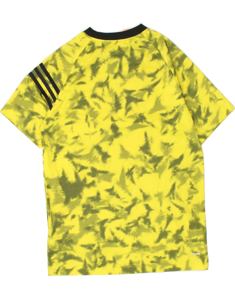 ADIDAS Boys MESSI Graphic T-Shirt Top 13-14 Years Yellow Camouflage Vintage Adidas and Second-Hand Adidas from Messina Hembry 