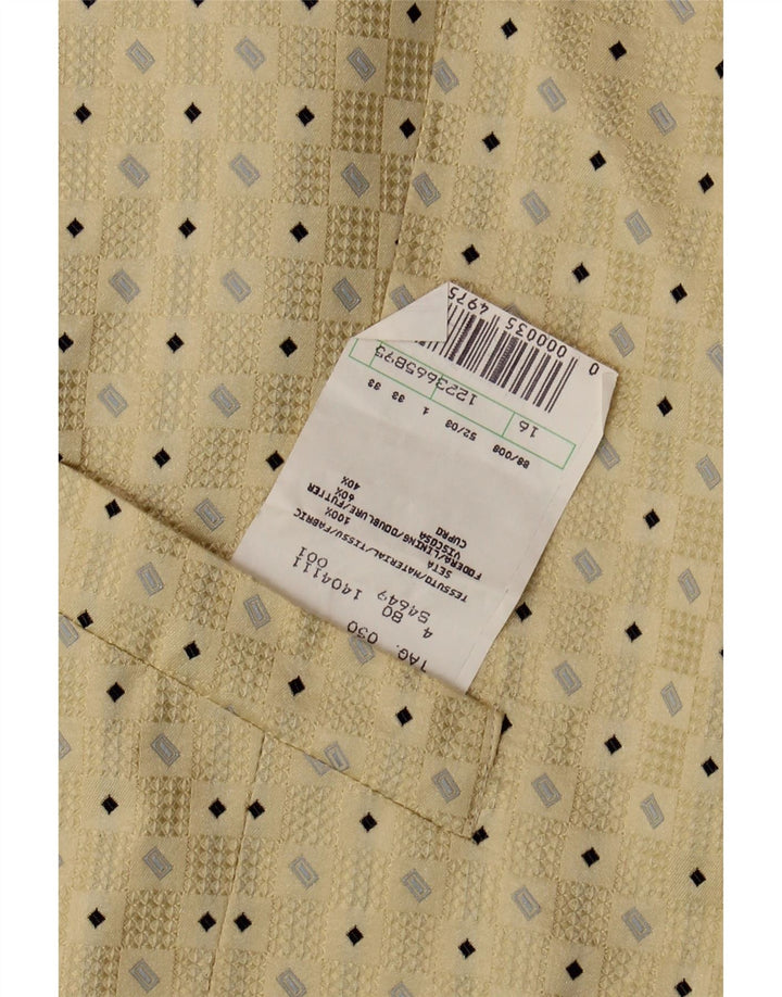 Vintage Mens Waistcoat IT 50 Medium Beige Geometric Silk