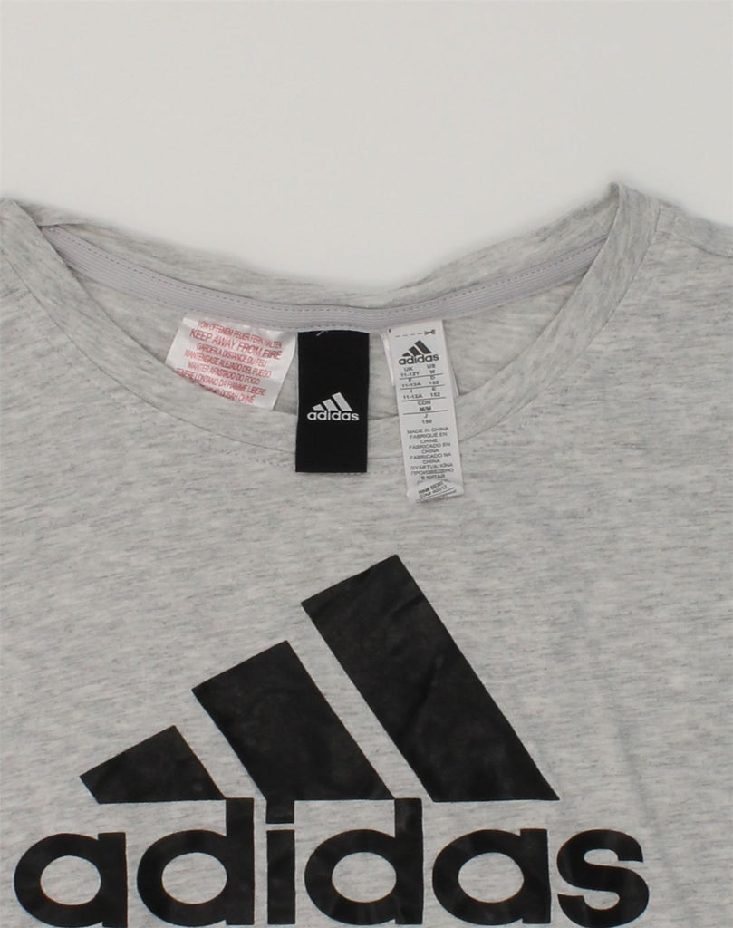 ADIDAS Girls Graphic T-Shirt Top 11-12 Years Grey Cotton | Vintage Adidas | Thrift | Second-Hand Adidas | Used Clothing | Messina Hembry 