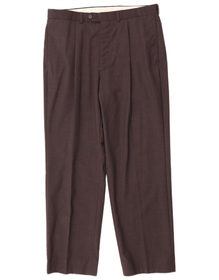 Marks & Spencer Mens Pegged Suit Trousers W34 L29 Grey Wool