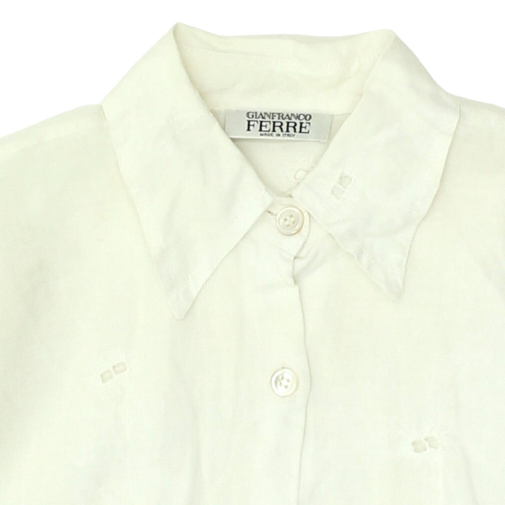 Gianfranco Ferre Womens White Button Up Blouse Shirt | Vintage High End Designer | Vintage Messina Hembry | Thrift | Second-Hand Messina Hembry | Used Clothing | Messina Hembry 