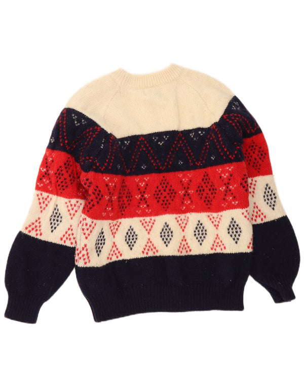 Benetton Girls Crew Neck Jumper Sweater 11-12 Years Multicoloured Geometric