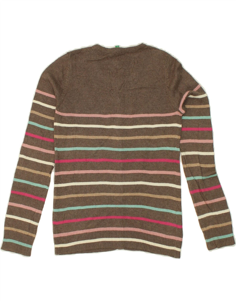 UNITED COLORS OF BENETTON Girls Cardigan Sweater 11-12 Years Brown Striped | Vintage United Colors of Benetton | Thrift | Second-Hand United Colors of Benetton | Used Clothing | Messina Hembry 