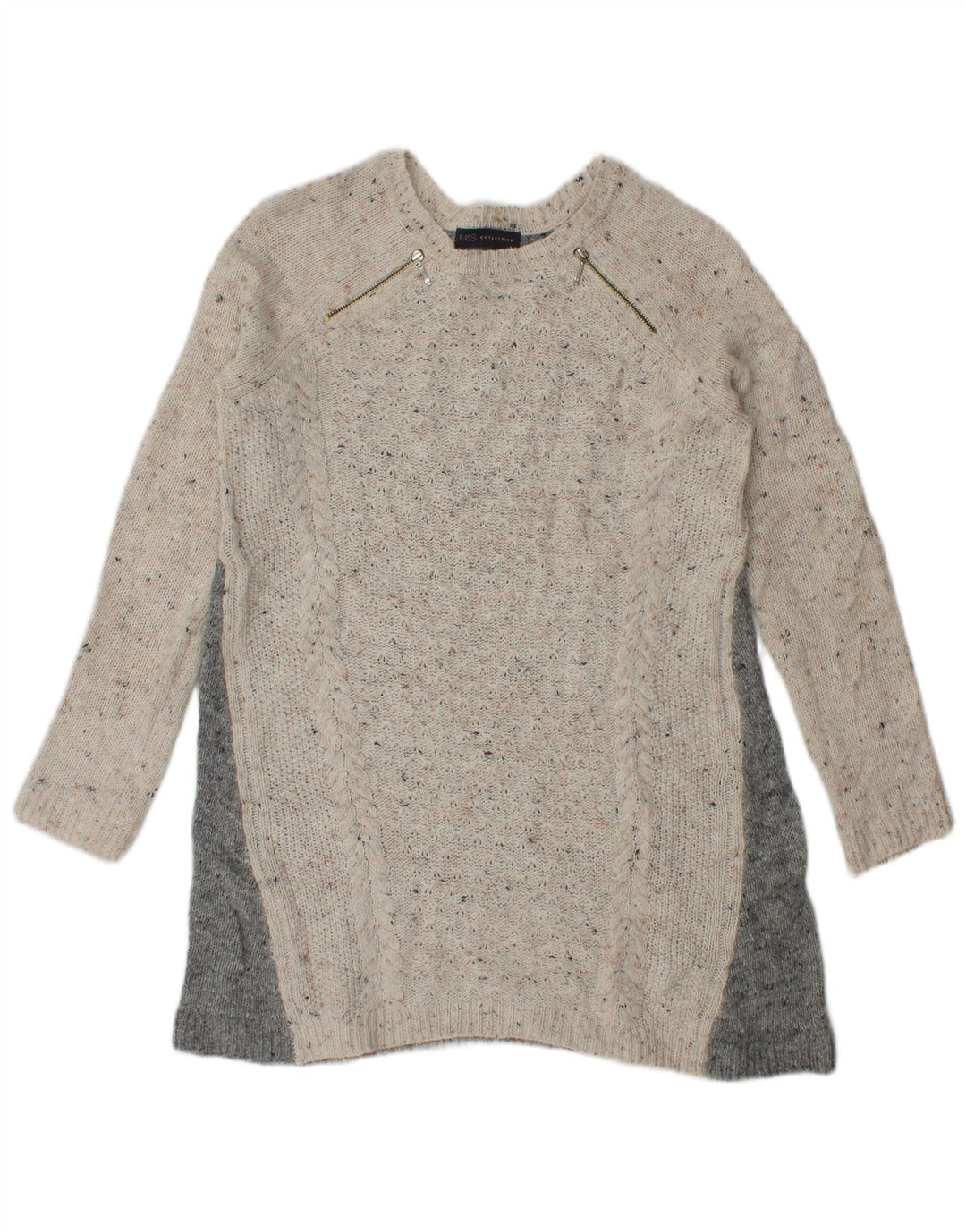 Marks & Spencer Womens Crew Neck Jumper Sweater UK 10 Small Grey Flecked
