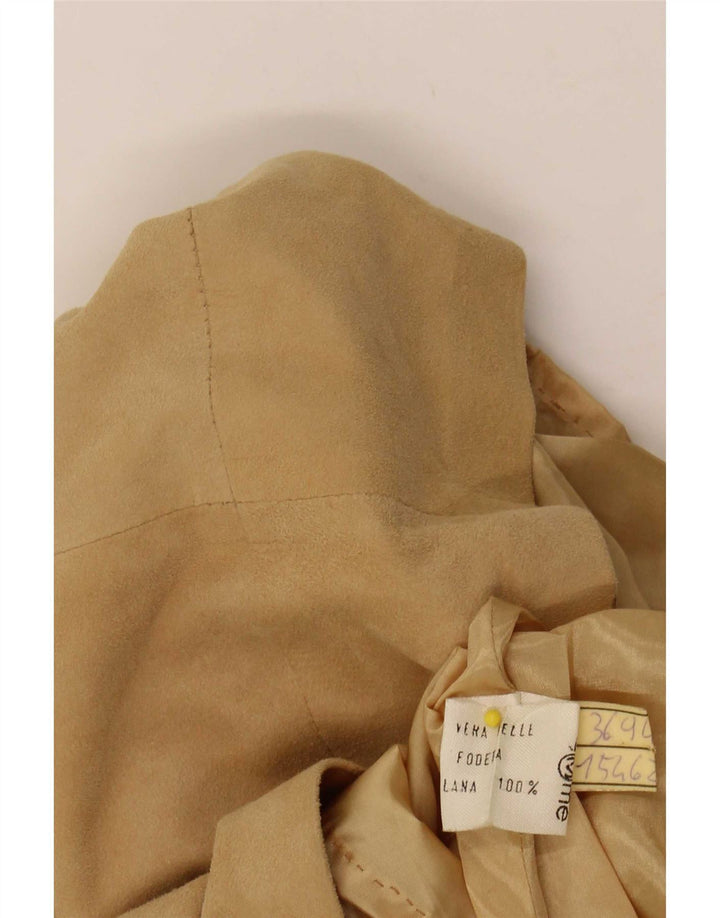 Vintage Womens Suede Skirt W30 Medium Beige Leather