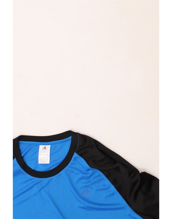 ADIDAS Mens T-Shirt Top XL Blue Colourblock Polyester Vintage Adidas and Second-Hand Adidas from Messina Hembry 