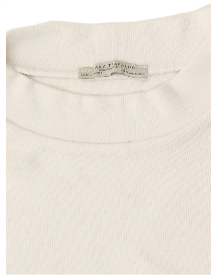 Zara Womens Crop T-Shirt Top UK 12 Medium White Cotton