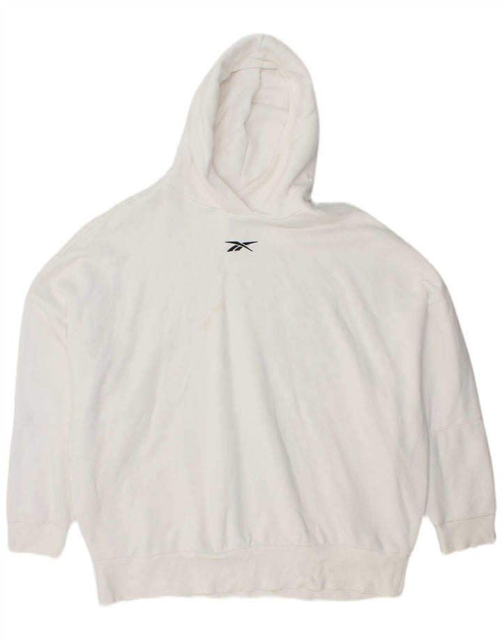 REEBOK Womens Oversized Hoodie Jumper UK 20/22 XL White Cotton