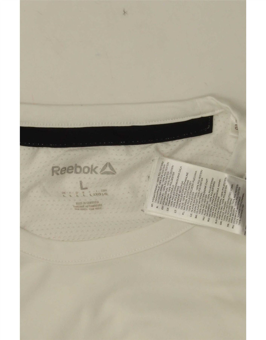 Reebok Mens T-Shirt Top Large White Colourblock Polyester