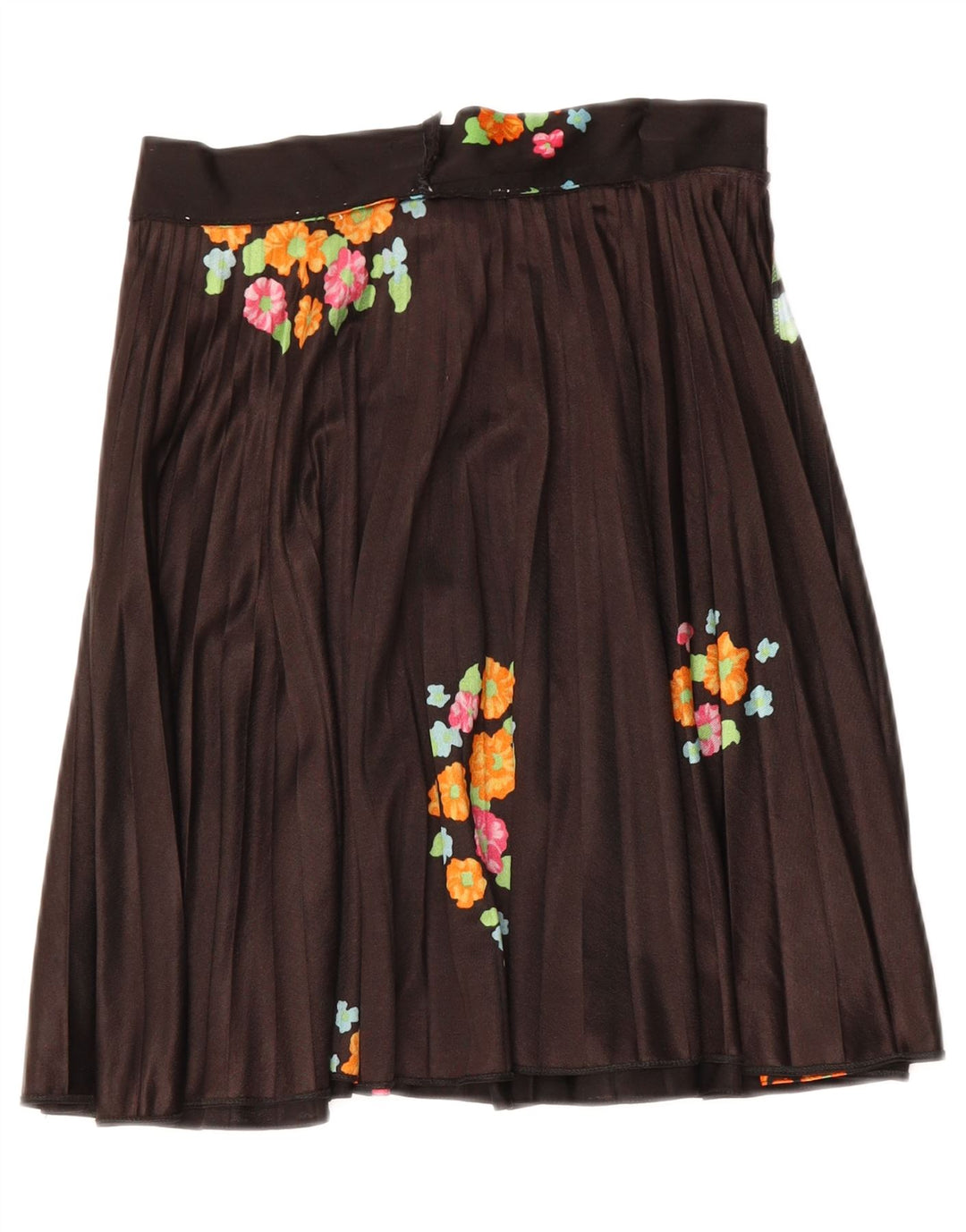 VINTAGE Womens Pleated A-Line Skirt W28 Medium  Black Floral Vintage Vintage and Second-Hand Vintage from Messina Hembry 