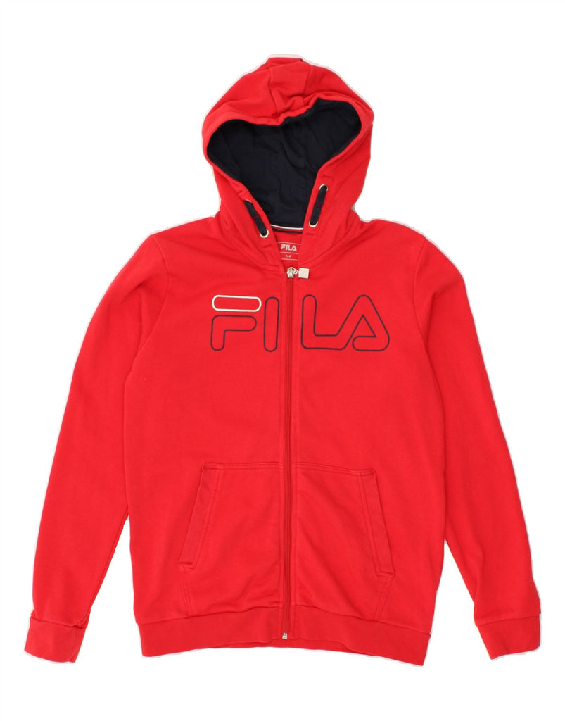 FILA Boys Graphic Zip Hoodie Sweater 14-15 Years Red Cotton | Vintage Fila | Thrift | Second-Hand Fila | Used Clothing | Messina Hembry 