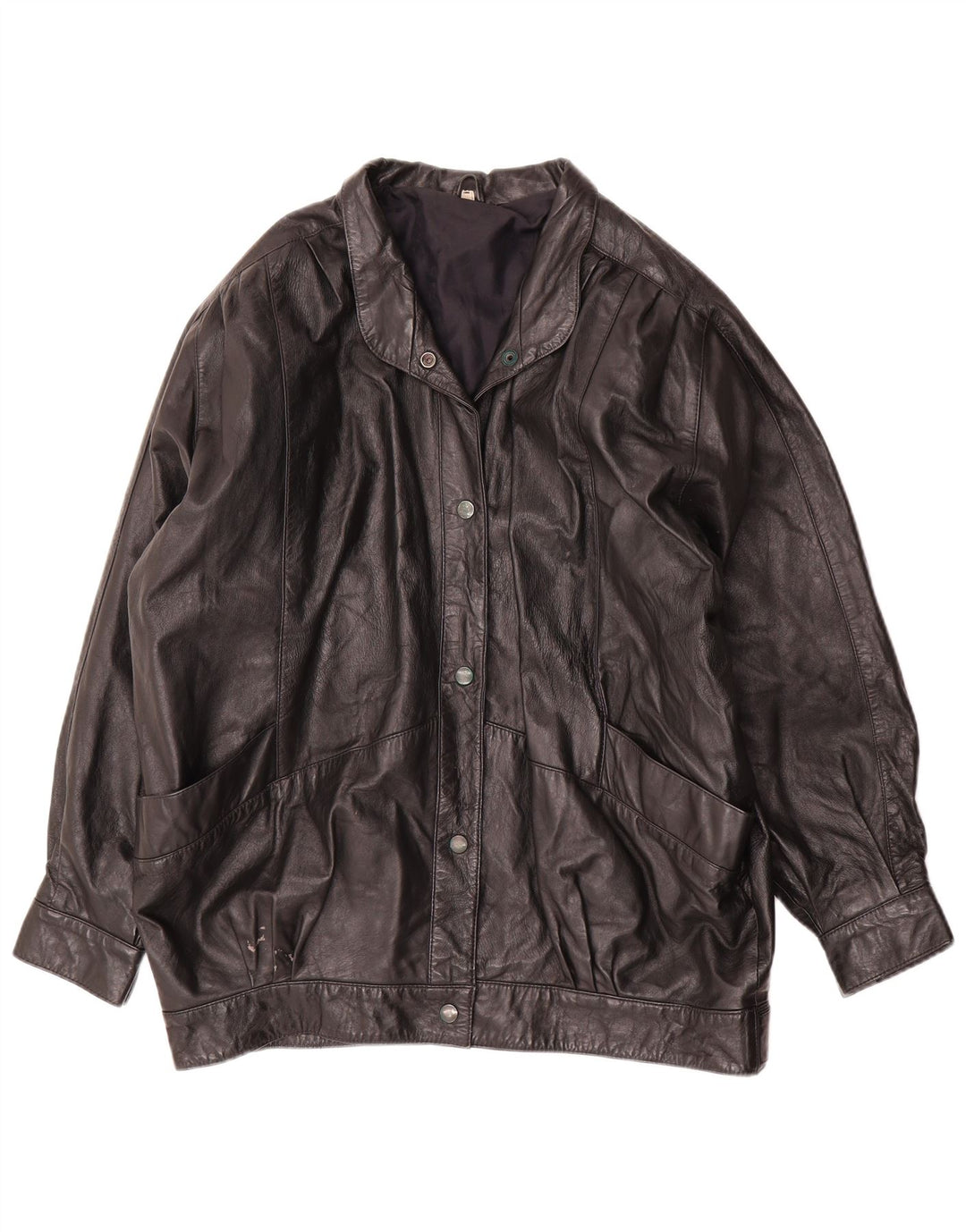 Vintage Womens Oversized Leather Jacket UK 16 Large Black