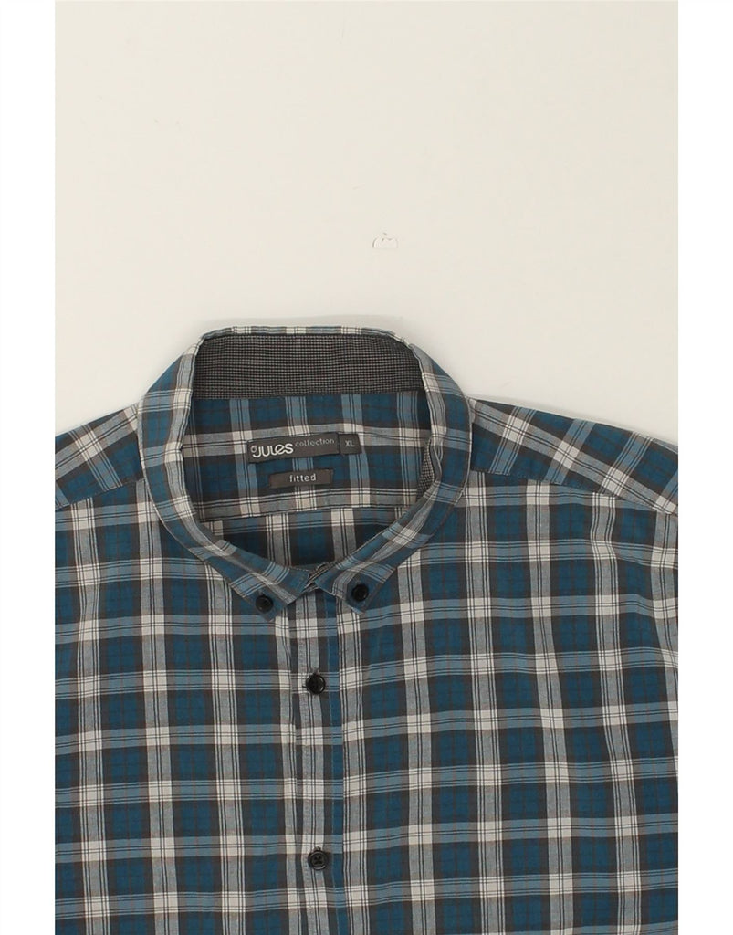 JULES Mens Fitted Shirt XL Blue Check | Vintage Jules | Thrift | Second-Hand Jules | Used Clothing | Messina Hembry 